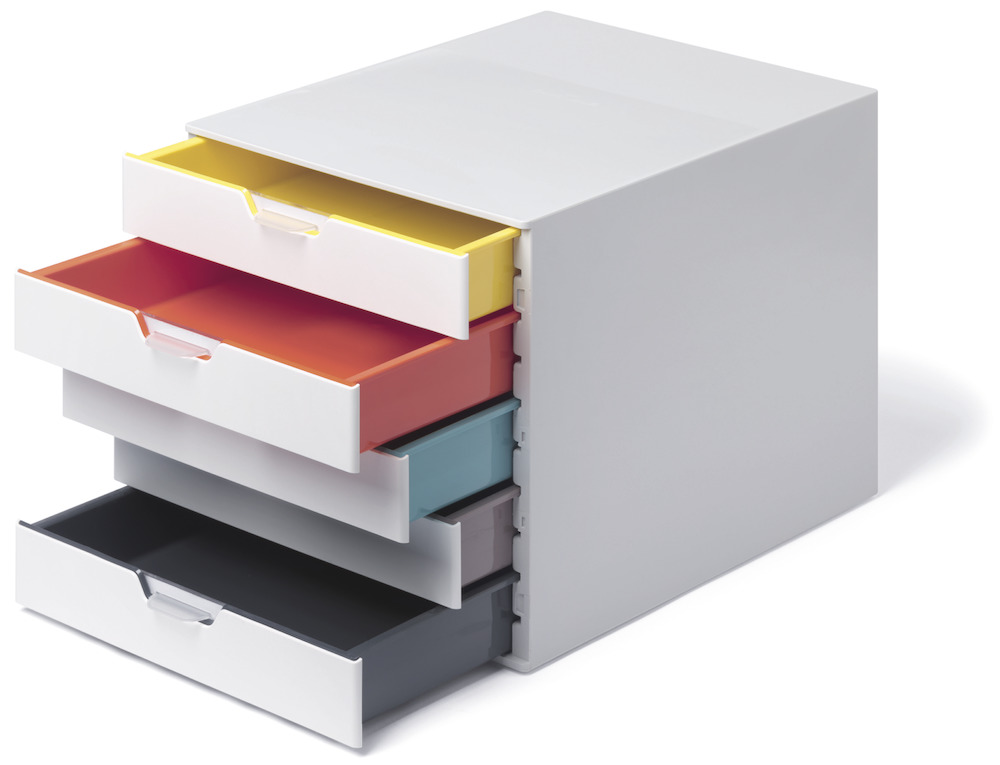 DURABLE Schubladenbox Varicolor Mix 5, 280x292x356mm, grau, 762527, 5 farbige Sc - 3